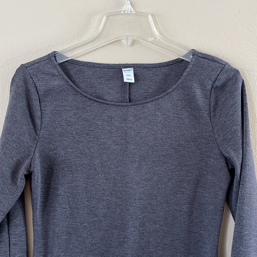Old Navy dress midi length body fitted charcoal heather long sleeves size Small - Picture 2 of 15
